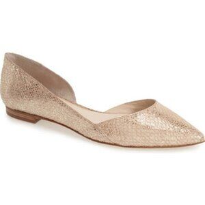 MARC FISHER LTD 'Sunny' Half d'Orsay Gold Pointed Flats 6.5